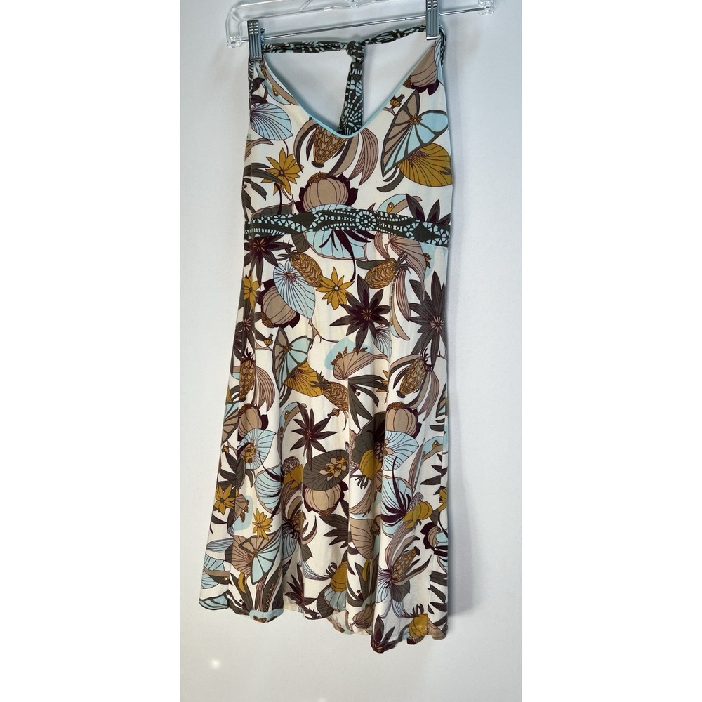Patagonia Iliana Halter Dress Women M Floral Organic Cotton Built In Bra Hiking